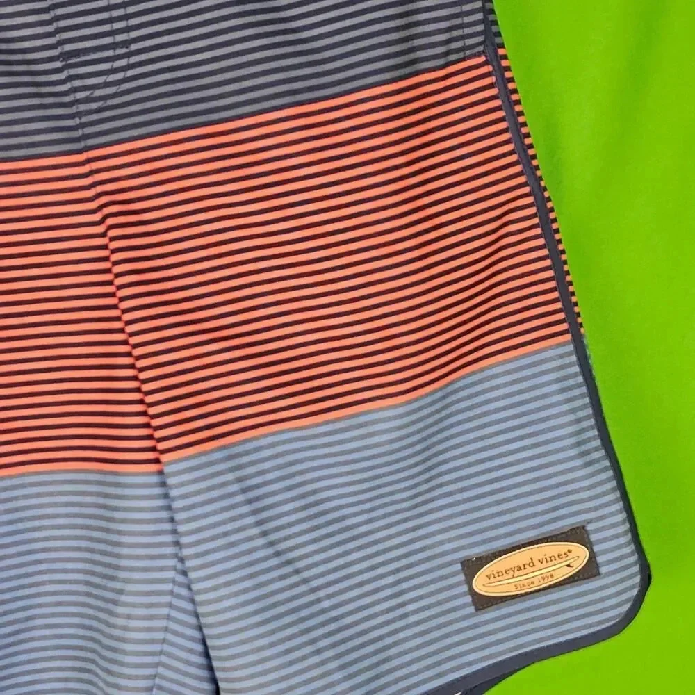 Vineyard Vines Boys Red Blue Striped Swim Trunks Board Shorts Large 16‎